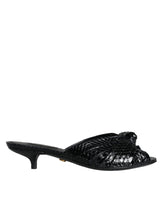 Dolce & Gabbana Black Leather Heels Slides Sandals Shoes -   -  Dolce & Gabbana.